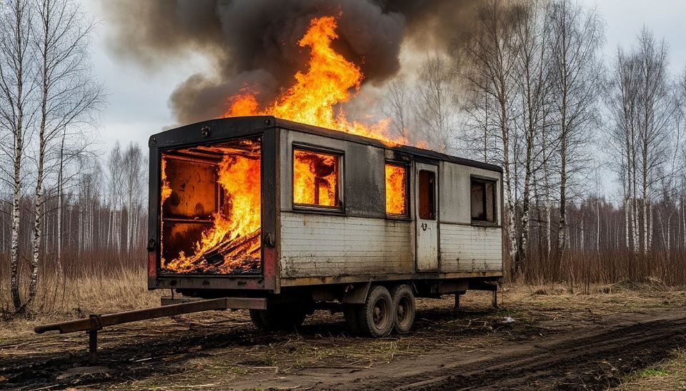 На Лавровке человек погиб в пожаре в вагончике